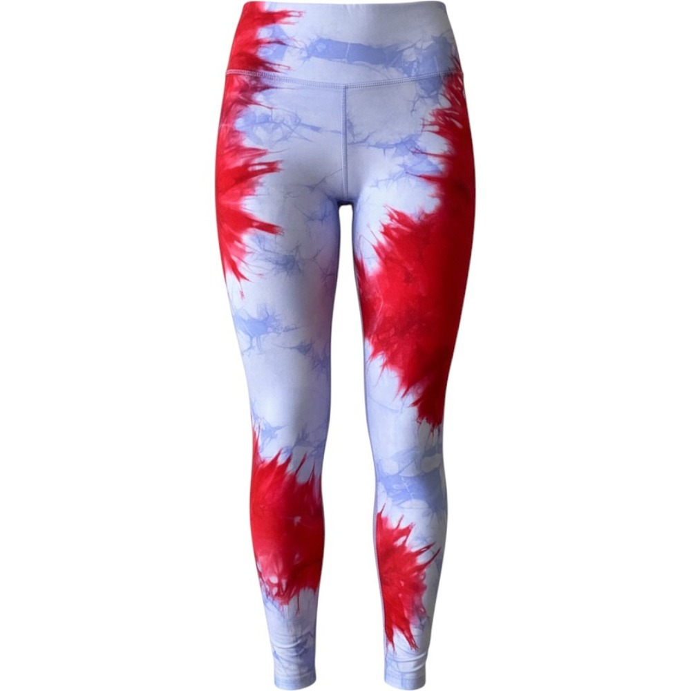Zumba Leggings Women XS Red White Blue Tie Dye High Waist Activewear